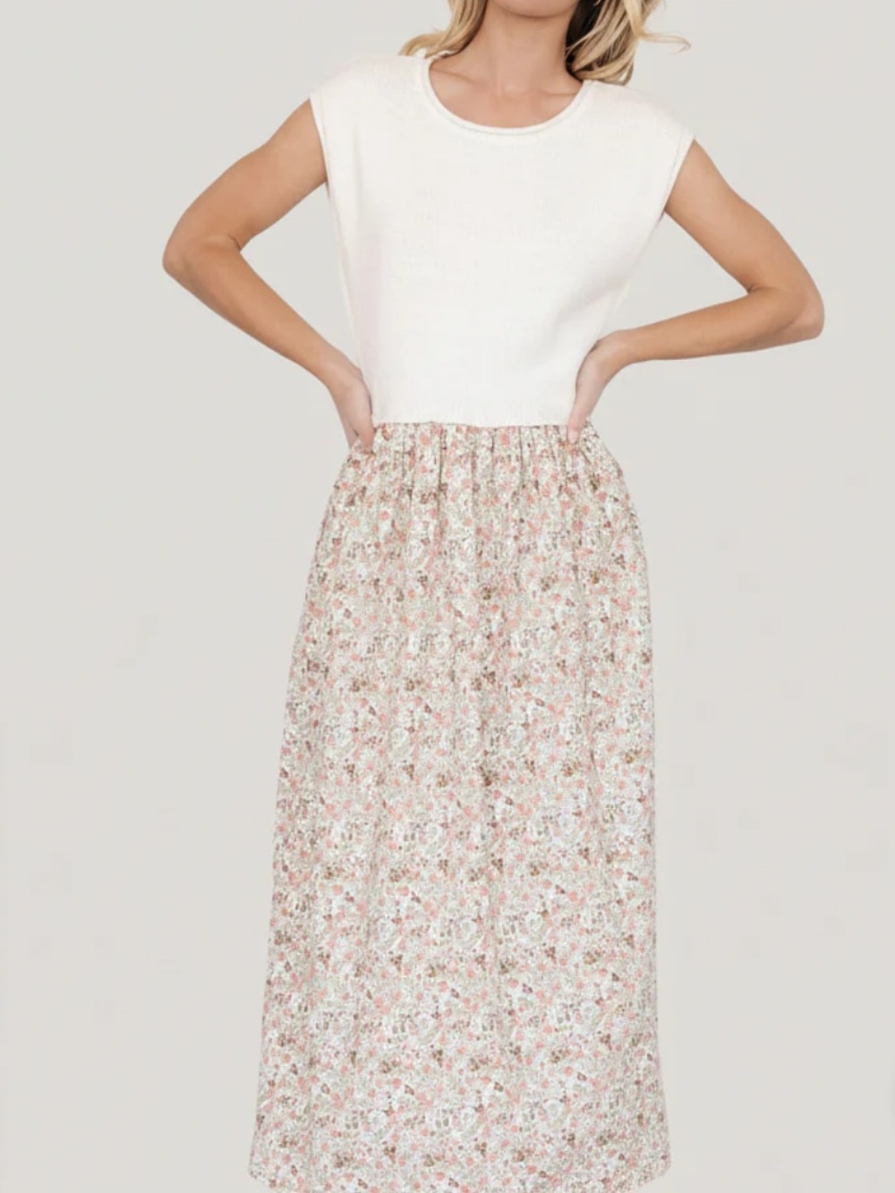 Baltic Born Myra Sweater Dress, Cream and Floral
